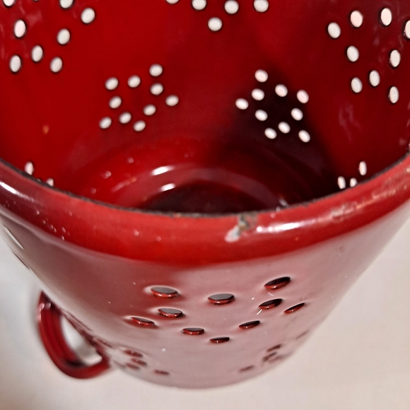 Red Speckled Metal Candle Flame Topper With Handles Camping Outdoor - Picture 11 of 12